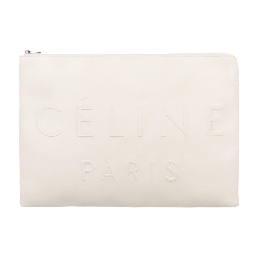 Authentic CÉLINE Phoebe Philo white cream clutch bag